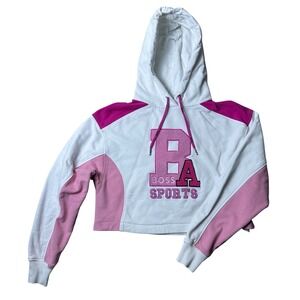 Boss‎ x Alica Schmidt Cropped Hoodie Sweatshirt Pink White BA Sports Athleisure